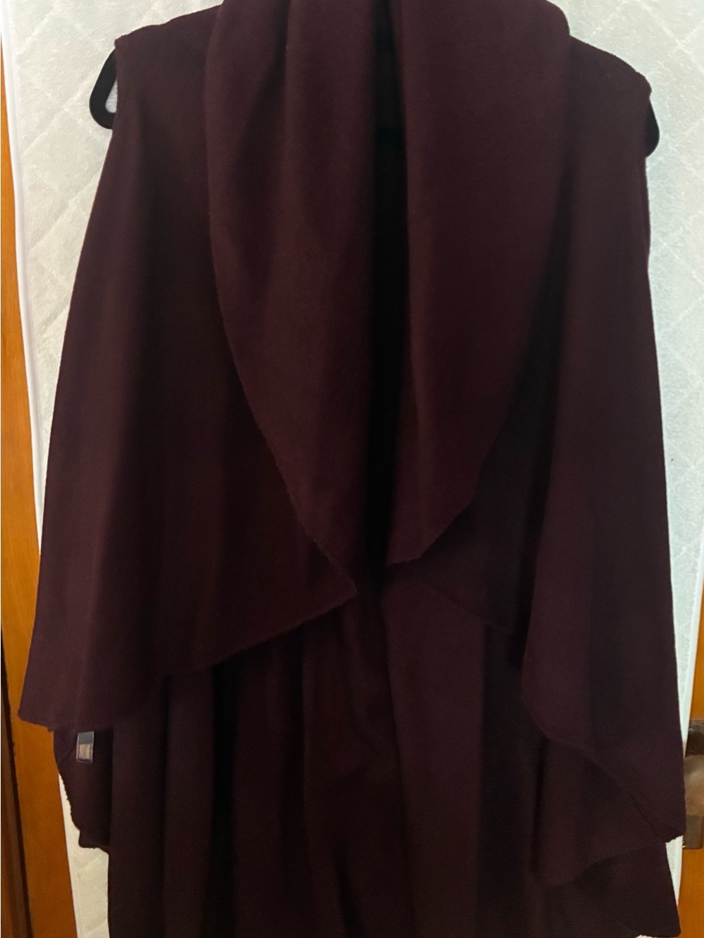 Look Draped Open-Front Cardigan in Deep Plum